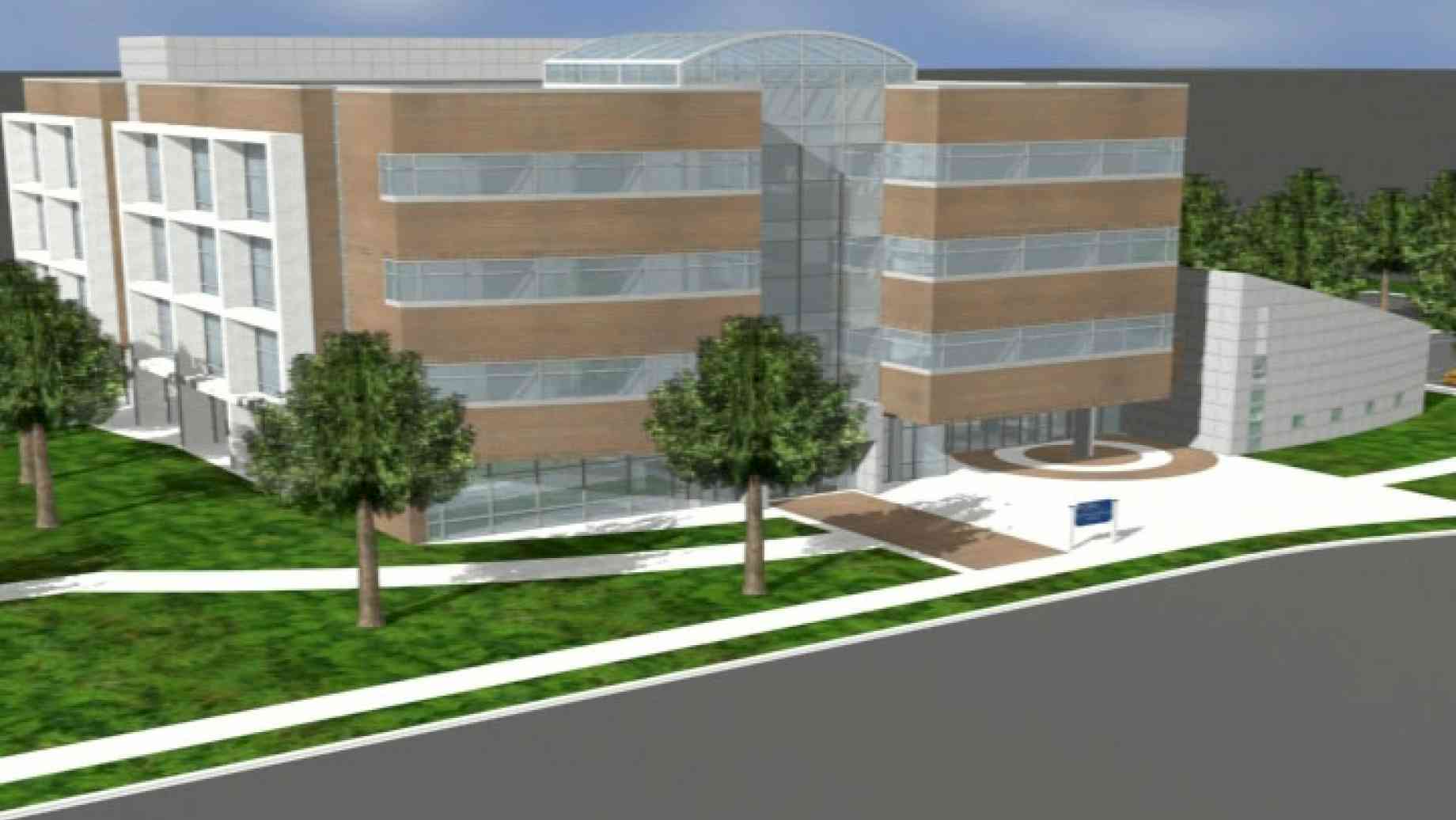 A virtual fly-through animation of the proposed J. Crayton Pruitt Biomedical Engineering building.